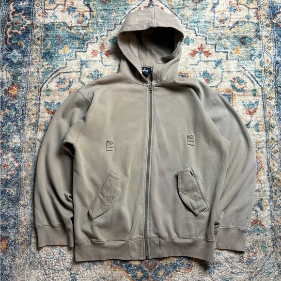 Stussy Other - Vintage Stussy Beige Blank Zip-up Hoodie Size XL